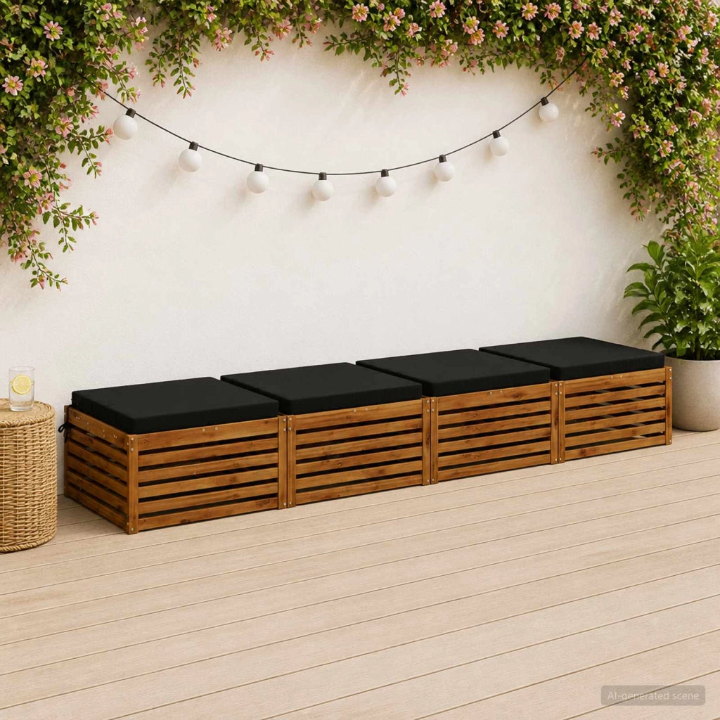 Cuscini per Sedia in 4 Pezzi SOEST 4 pz 100% Poliestere Nero 944732