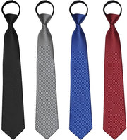 Stropdas Adattabile Nero - 4 Pezzi - Sicurezza con Gomma Elastica - Adatto per Gastronomia - 8 cm Largo, 48 cm Lungo - Cravatta Uomo