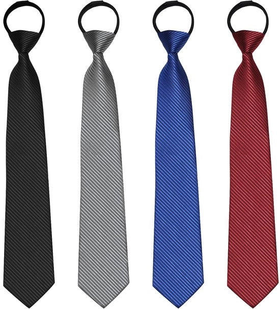 Stropdas Adattabile Nero - 4 Pezzi - Sicurezza con Gomma Elastica - Adatto per Gastronomia - 8 cm Largo, 48 cm Lungo - Cravatta Uomo