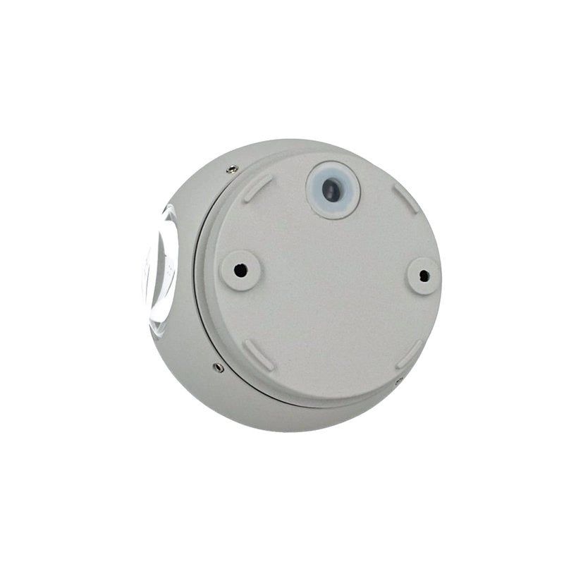 Applique Lampada LED da Muro Palla Sferica 6W 4000K Carcassa Grigia Doppio Fascio Luminoso IP65 SKU-8306