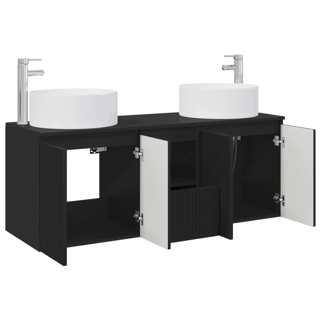 Set di Armadi da Bagno 3 pz Nero 49,5 x 44,5 x 65,5 cm 3405738