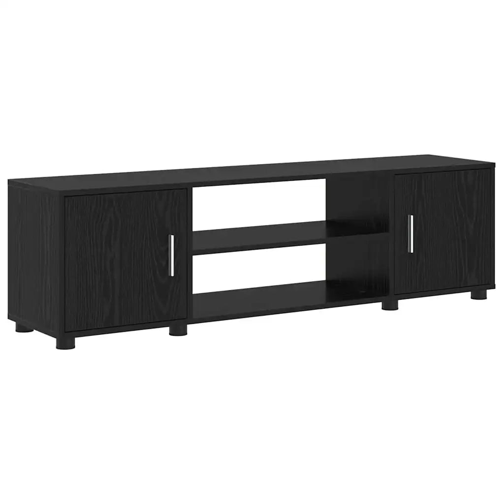 Set mobile TV 4 pz-Set di 4 Credenza per TV Rovere Nero Legno multistrato 360642