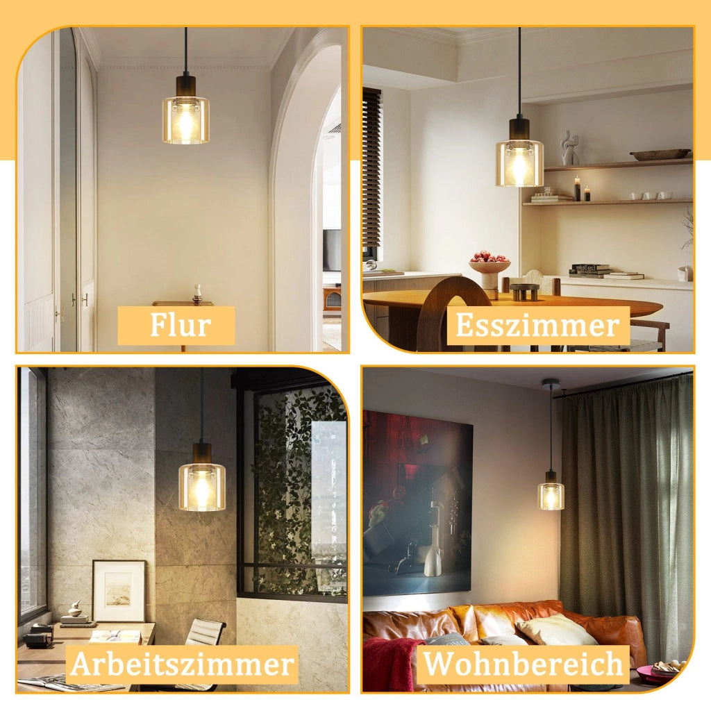 Lampada a sospensione ZMH per sala da pranzo ambra 170 cm lampada a sospensione 1 fiamma hotel vintage