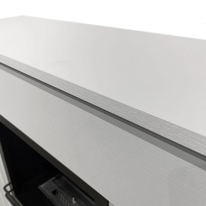 Camino elettrico caminetto da terra BELLINI in legno Bianco Made in Italy L96 x P35 x H96