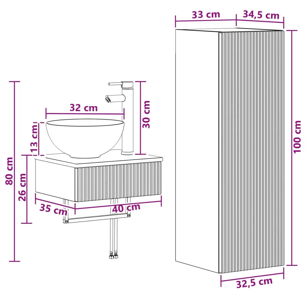 Set di mobili per il bagno 2 pz Bianco Lucido 3406097