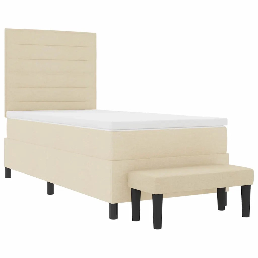Letto a molle con cuscino Crema 100 x 200 cm Tessuto 3343972