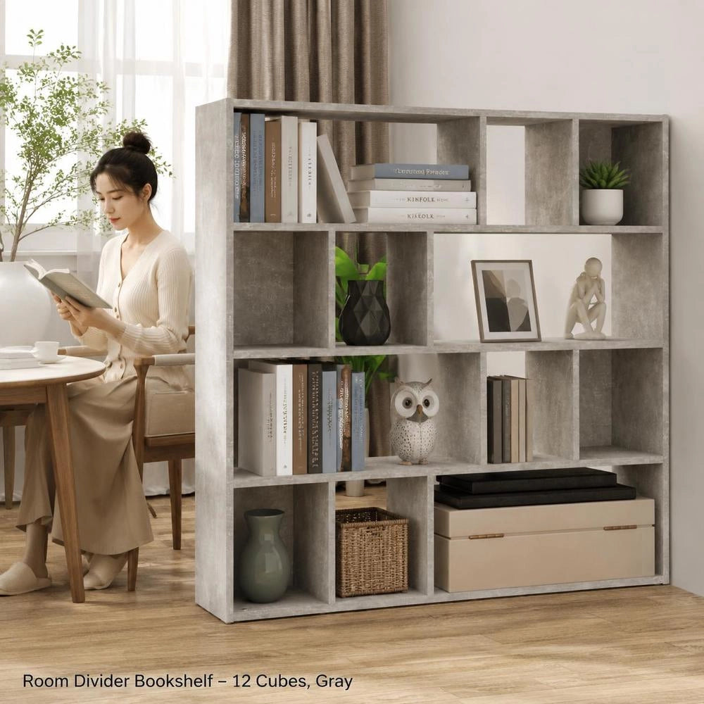 Bookshelf/room Divider, Concrete Grey, 105x24x102 Cm