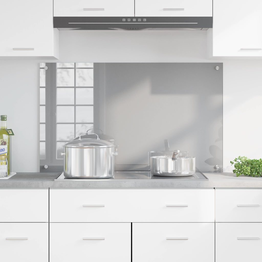 Paraspigolo Cucina Grigio Chiaro 100x60x0,6 cm Vetro Temperato