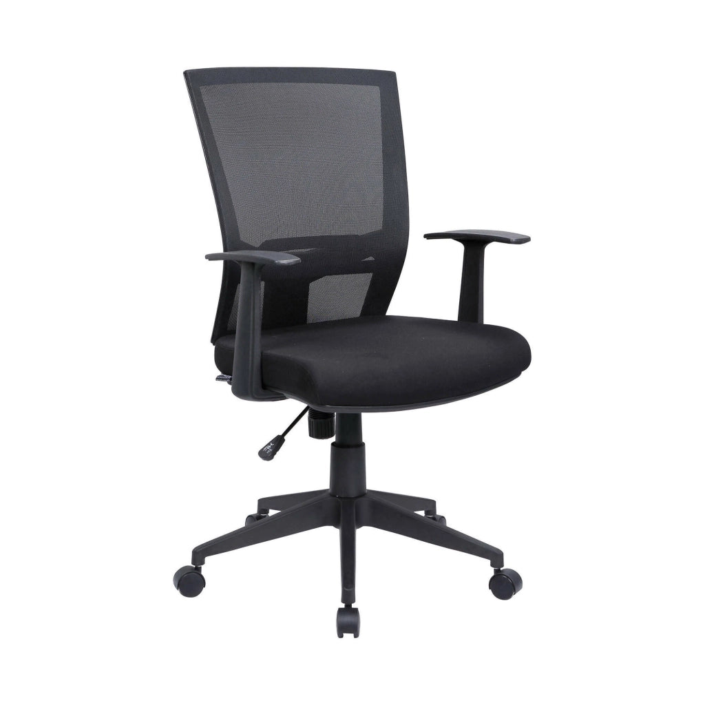 Sedia da ufficio Eulalia, Poltrona direzionale a rete con braccioli, Seduta ergonomica da ufficio, 59x64h96/106 cm, Nero