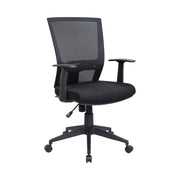 Sedia da ufficio Eulalia, Poltrona direzionale a rete con braccioli, Seduta ergonomica da ufficio, 59x64h96/106 cm, Nero