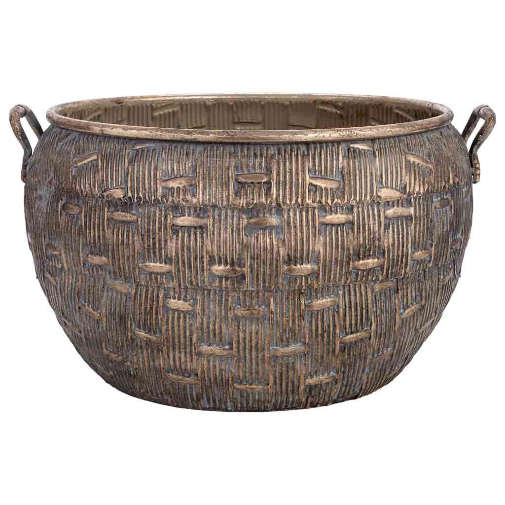 Vaso in metallo dorato 43,5x41,5x24h cm