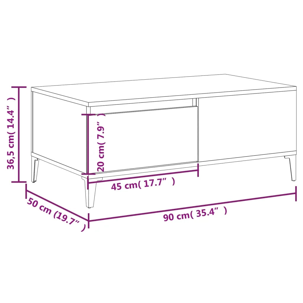 Tavolino da salotto | Tavolino da caff¨¨ | Tavolino da Soggiorno Bianco 90x50x36,5 cm in Legno Multistrato