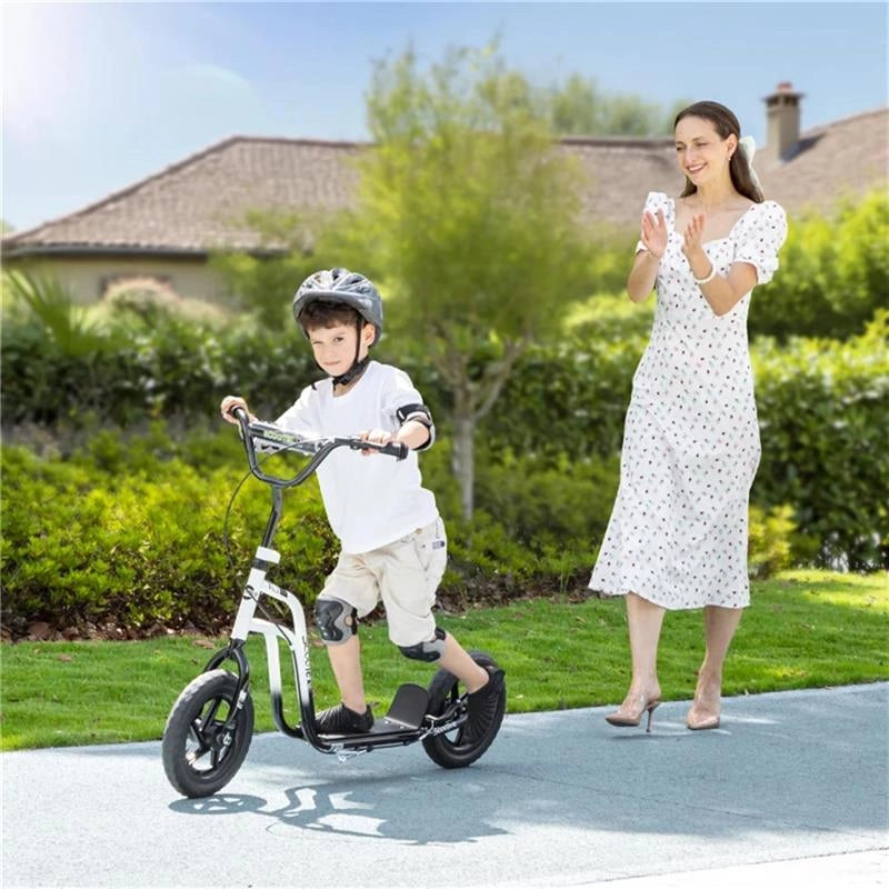 MONOPATTINO PER BAMBINI 5-12 ANNI CON FRENO, CAVALLETTO E MANUBRIO REGOLABILE BIANCO E NERO 129X52X80,88 CM