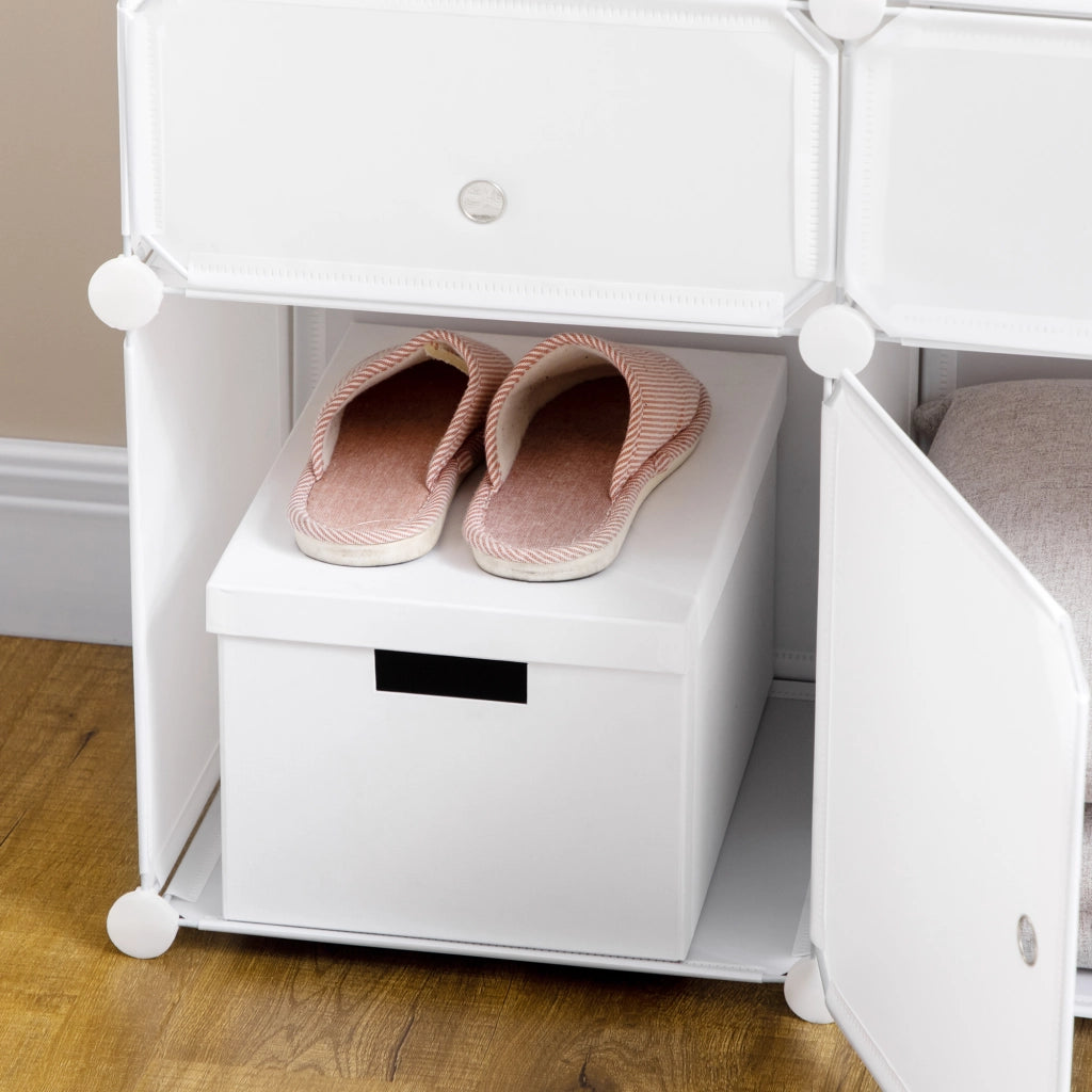 Scarpiera con 6 vani modulari - per ingresso - in plastica e metallo - 75×37×73 cm - bianco