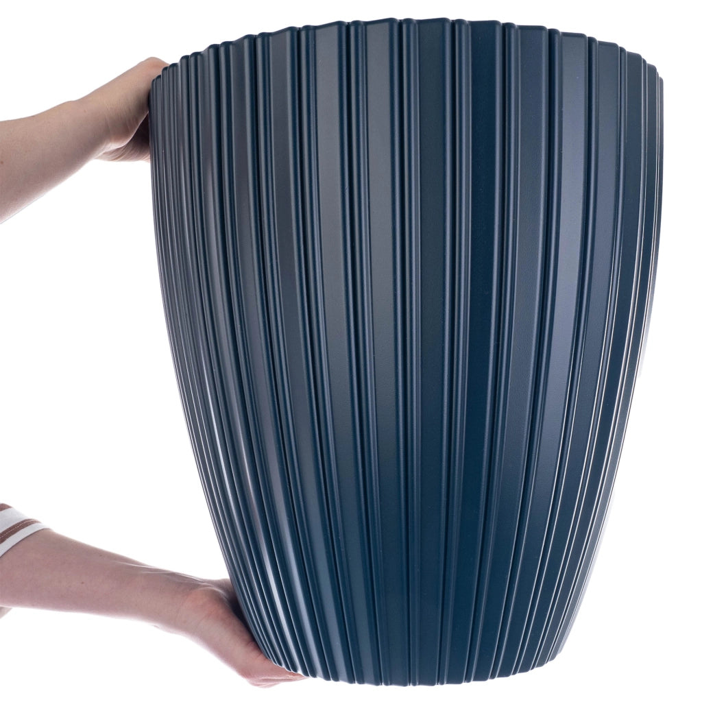 Vaso da fiori KADAX 30 cm, coperchio, inserto, vaso da fiori in plastica blu