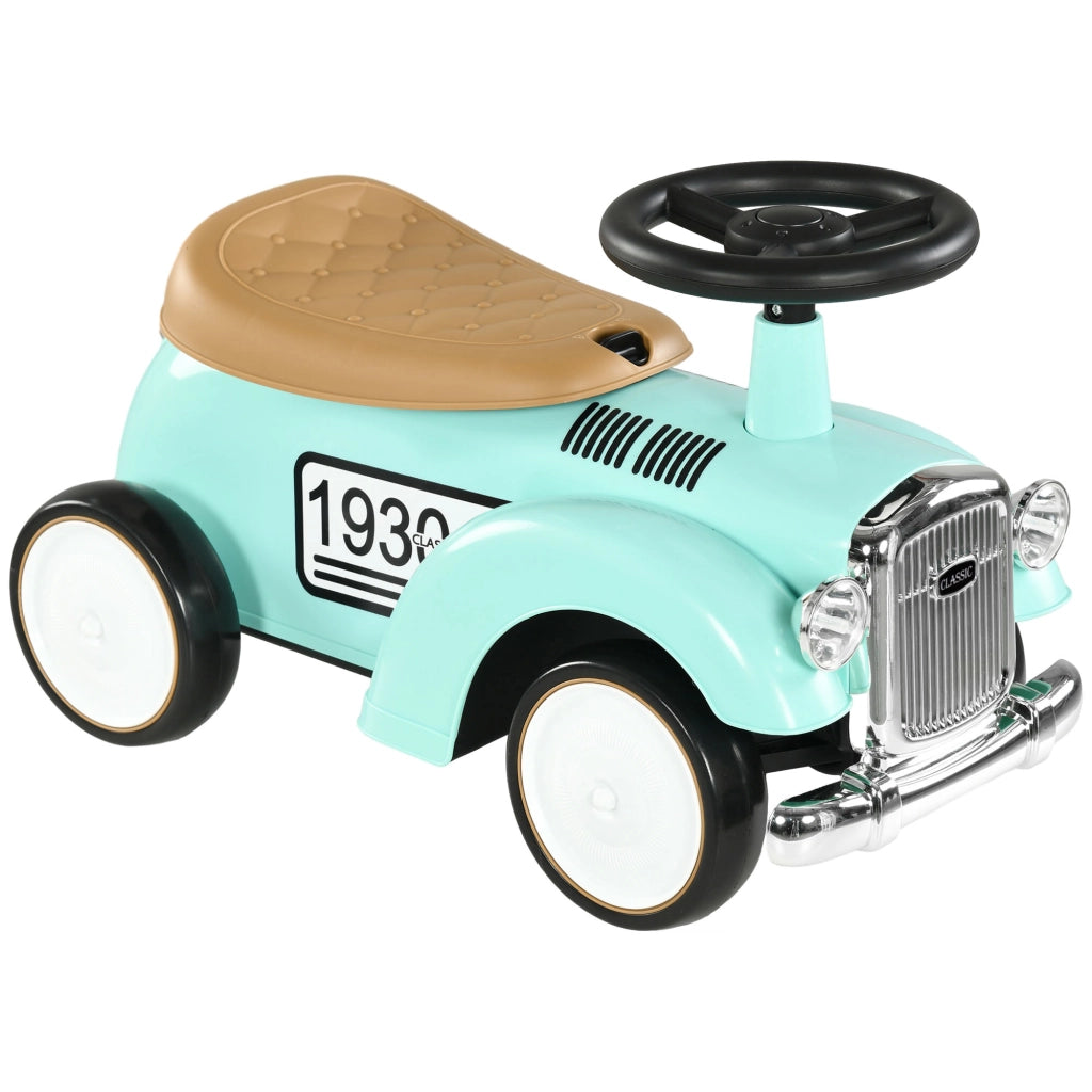 Coche Correpasillos per Bambini con Volante e Cassetto ¨C zephmum ¨C Verde Mint 58x27x35 cm