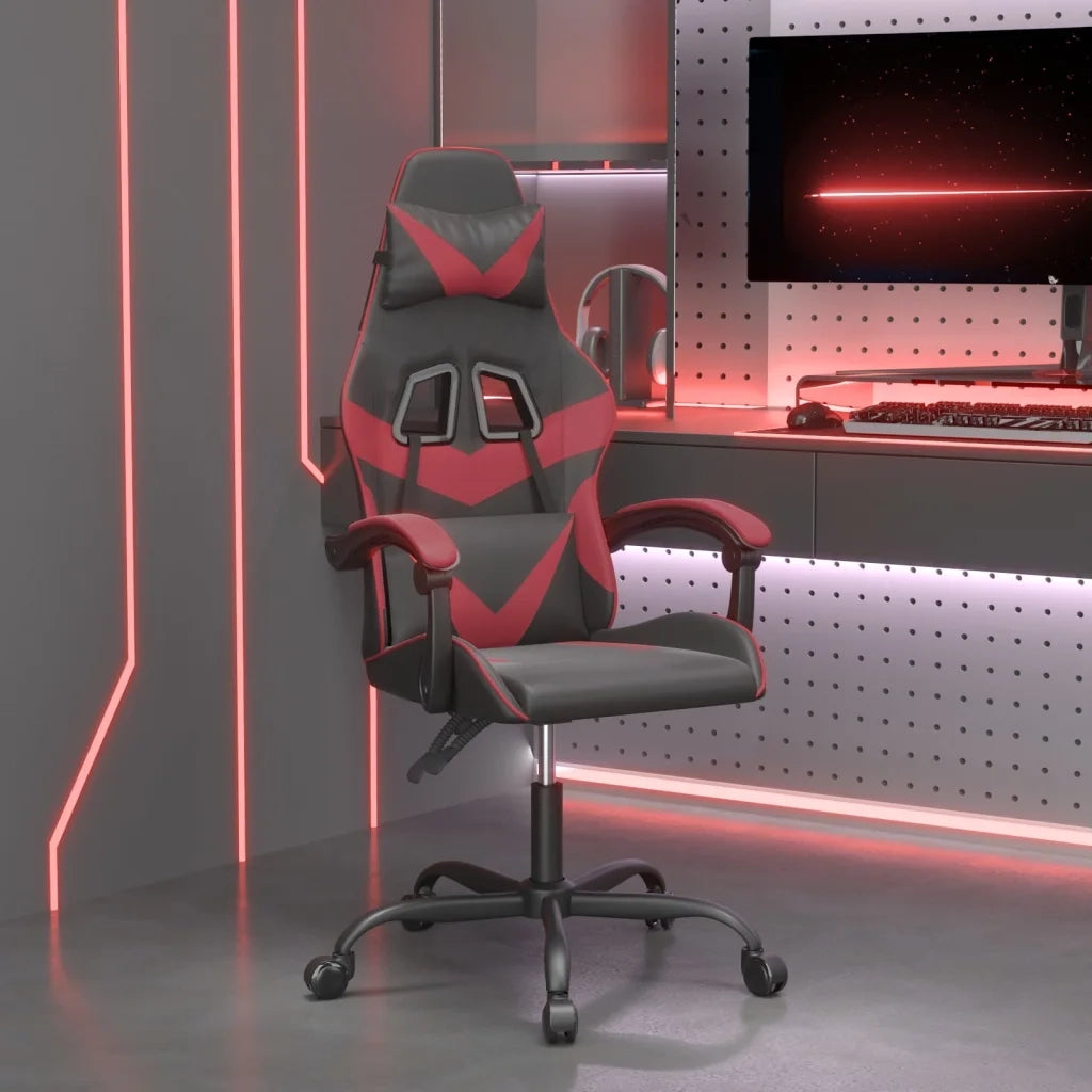 Sedia da Gaming Girevole Nero e Rosso Vino in Similpelle cod mxl 70466