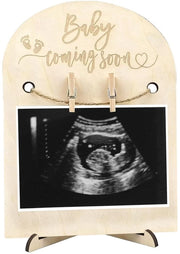 Carte da annuncio della nascita in legno - Fotoframma con messaggio - Regalo per papà/nonno/nonna - Il tuo momento - Disegno unico - Annuncio della nascita