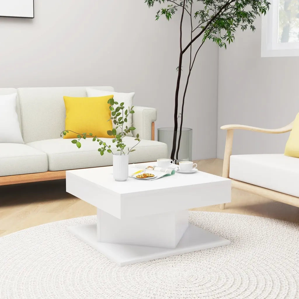 Tavolino da salotto | Tavolino da caff¨¨ | Tavolino da Soggiorno Bianco 57x57x30 cm in Legno Multistrato