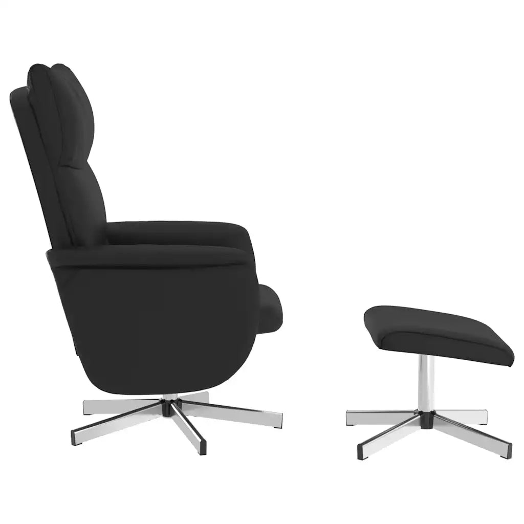 Poltrona Massaggio Reclinabile con Sgabello Nero in Similpelle 356600