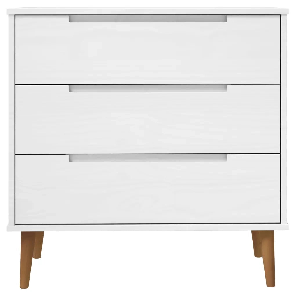Cassettiera MOLDE Bianca 80x40x80 cm in Legno Massello di Pino 350505