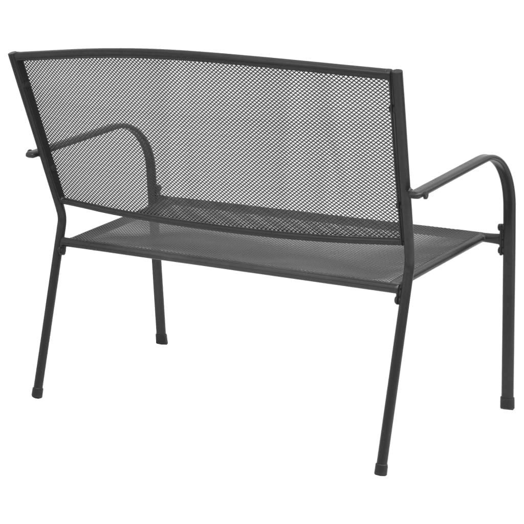 Panca da giardino mobili da esterno terrazza 108 x 60 x 88 cm acciaio e rete antracite 02_0011151