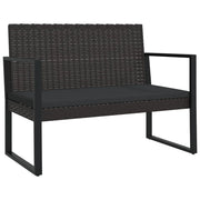Panca da giardino arredo da esterno terrazza con cuscini neri 106 cm resina intrecciata 02_0011636