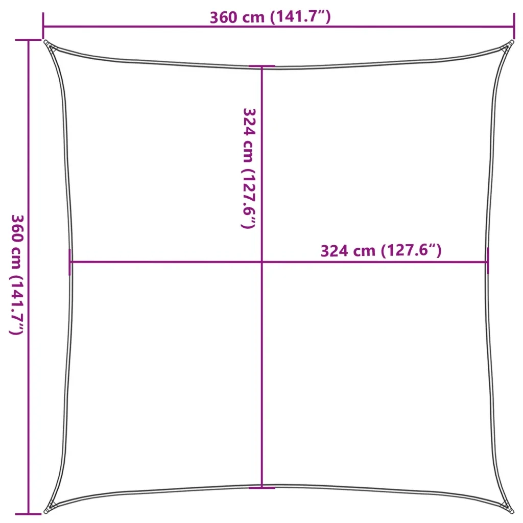 Vela Parasole 160 g/m² Quadrata Grigio Chiaro 3,6x3,6 m in HDPE 4001967