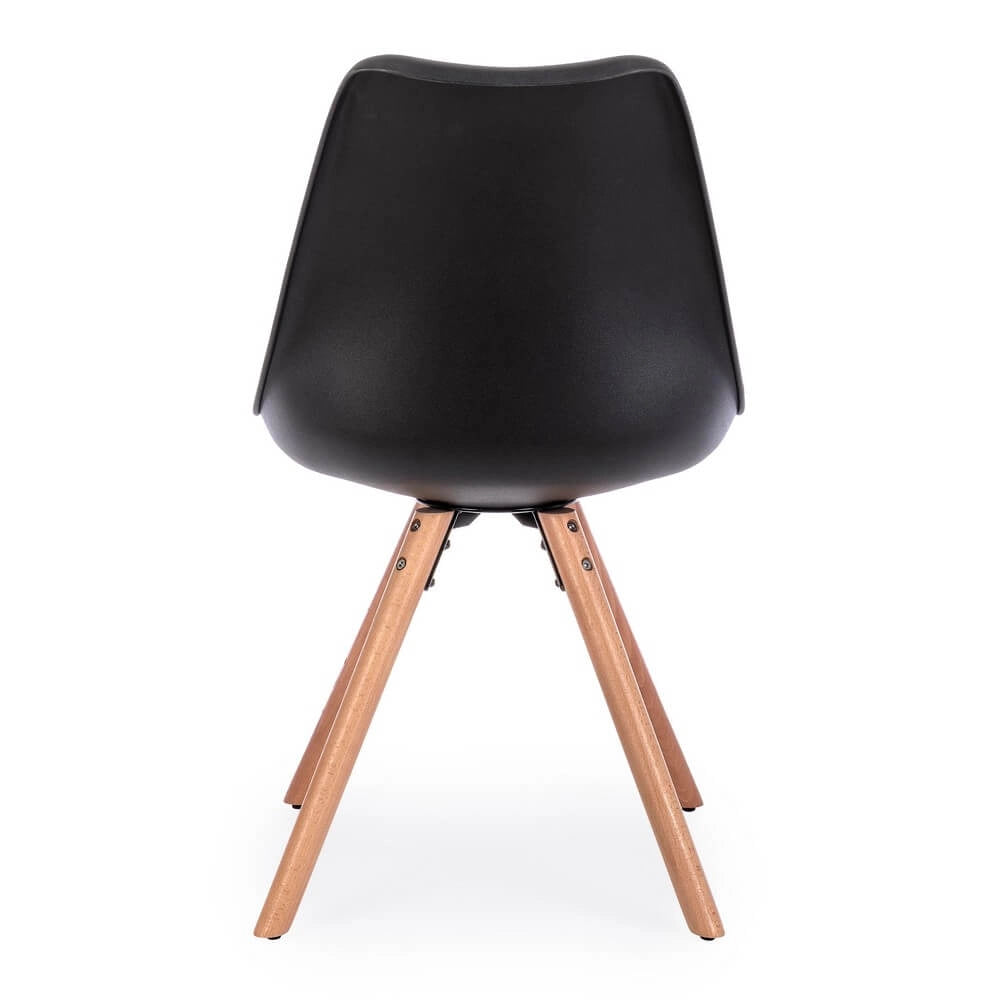 Set di 4 Sedie Design Nordico con Cuscino in Similpelle e Gambe in Faggio - FIO