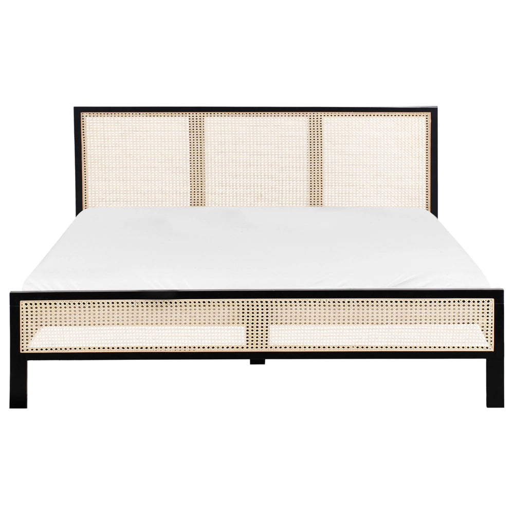 Letto in legno di pino nero 180 x 200 cm matrimoniale con testata a treccia viennese a doghe stile rustico minimalista