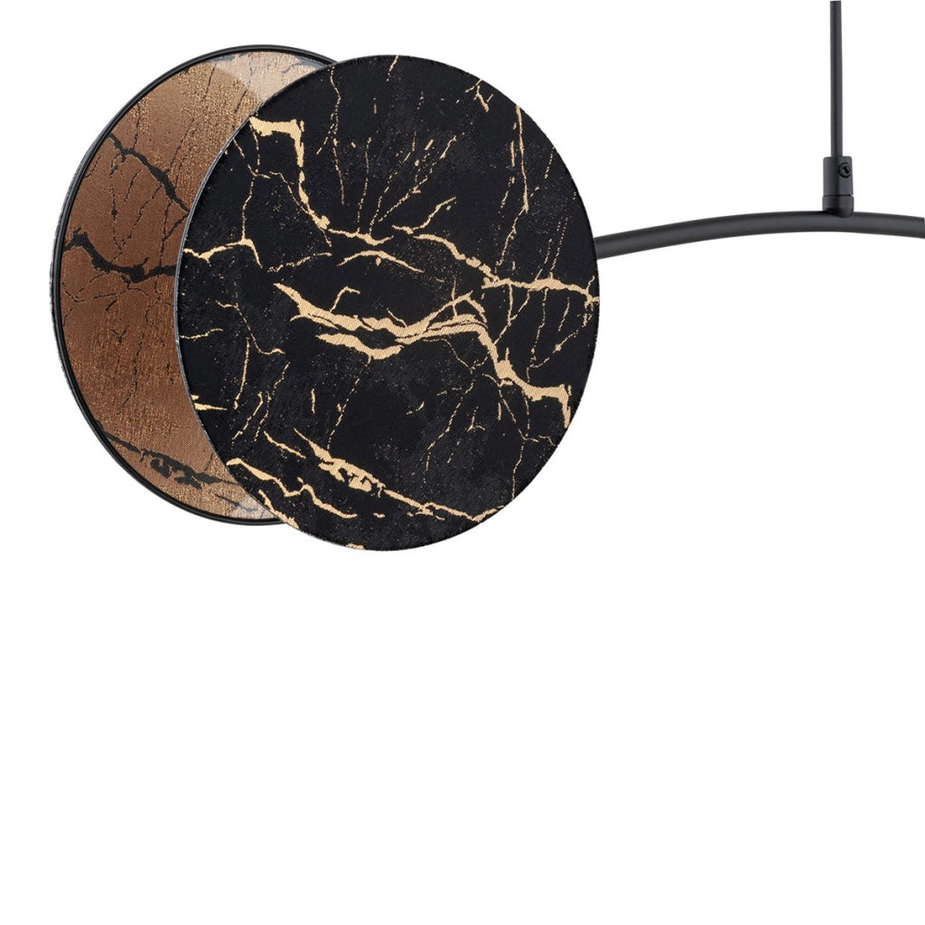 Lampada a sospensione MOTIF in acciaio nero con paralumi effetto marmo