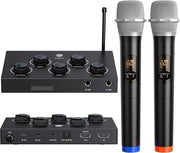 Sistema di microfoni duali wireless - microfono UHF wireless per karaoke festa DJ cerimonia matrimonio - riunione istruzione - HDTV