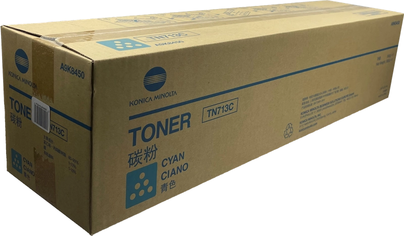 ORIGINAL Konica Minolta toner ciano A9K8450 TN-713C ~33200 Seiten