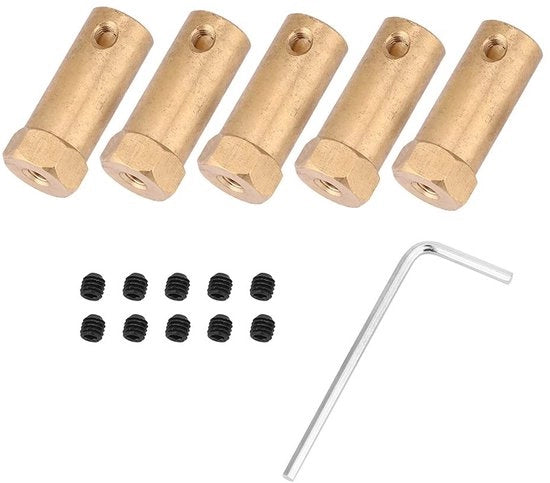 Connettori a Zeskant 30 mm - 5 pezzi - Connettori in ottone - Accessori di connessione motori - Chiave a ingranaggi - Viti - Duraturo - Accessori di connessione motori