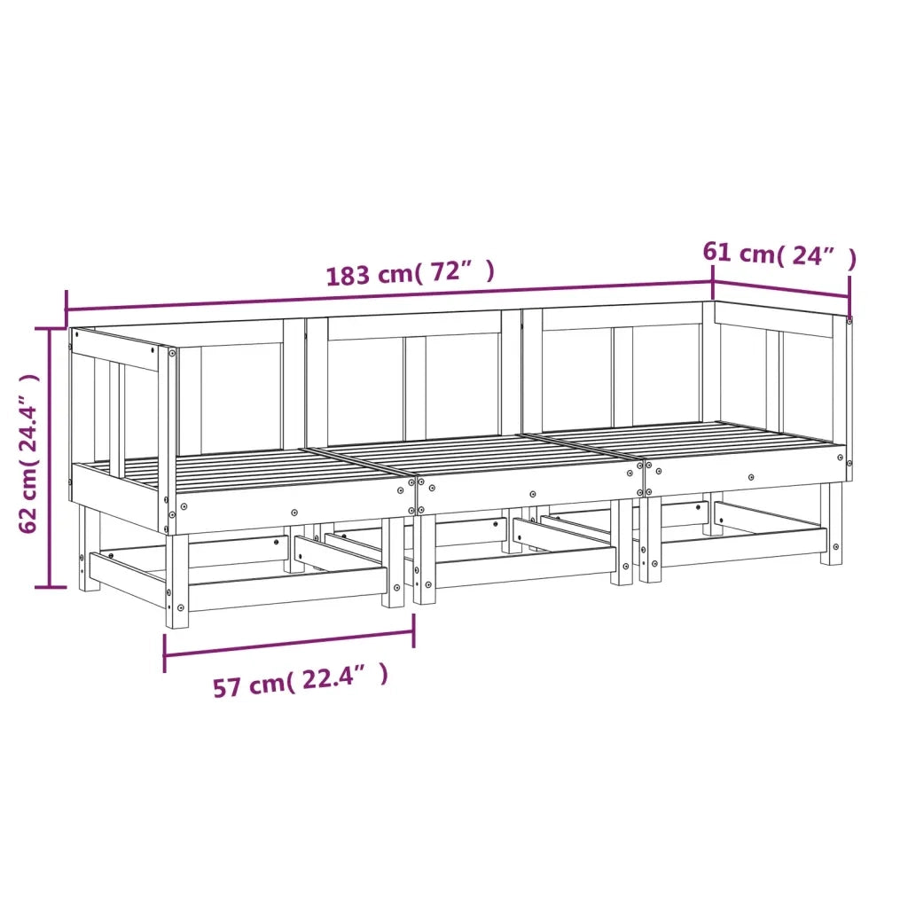 Salotto da Giardino-Set Salotto da Giardino 3 pz in Legno Impregnato di Pino 700629