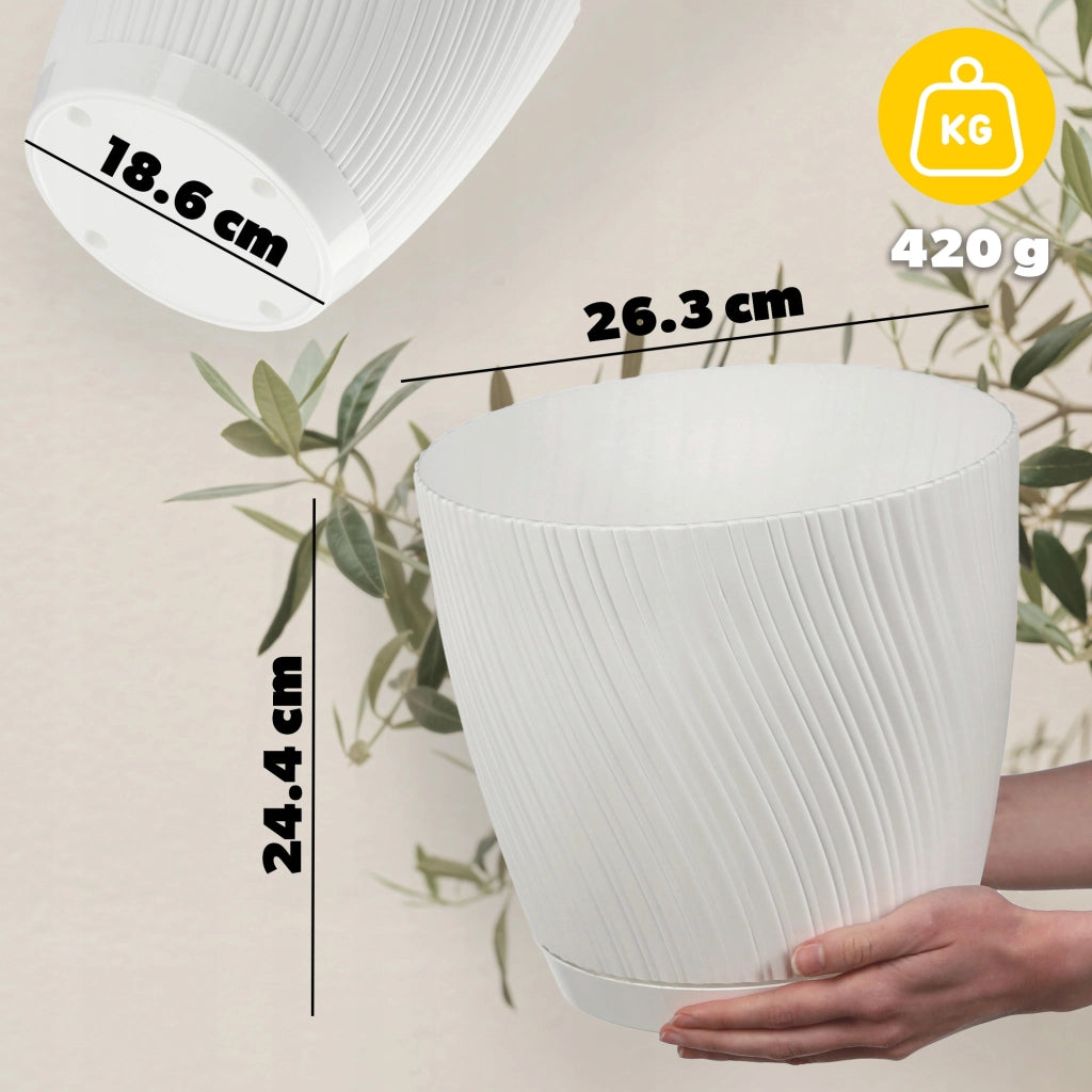 Vaso da fiori KADAX con supporto, coperchio, ciotola rotonda, 27 cm, bianco