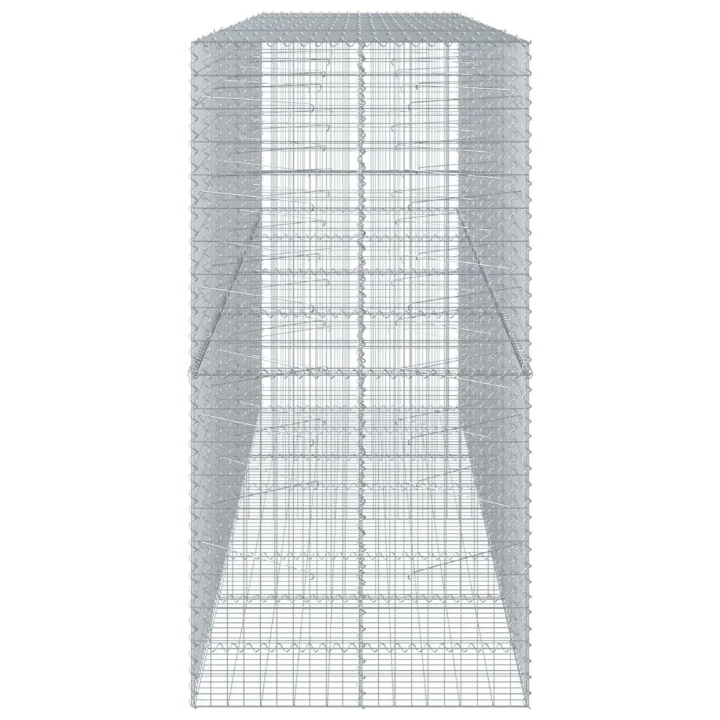 Gabbione recinto a gabbia muro di contenimento con coperchio 400 x 100 x 200 cm ferro zincato argento 02_0040161