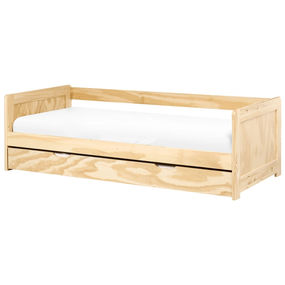 Letto a castello per bambini in legno di pino chiaro struttura di dimensioni singole EU con telaio estraibile extra.