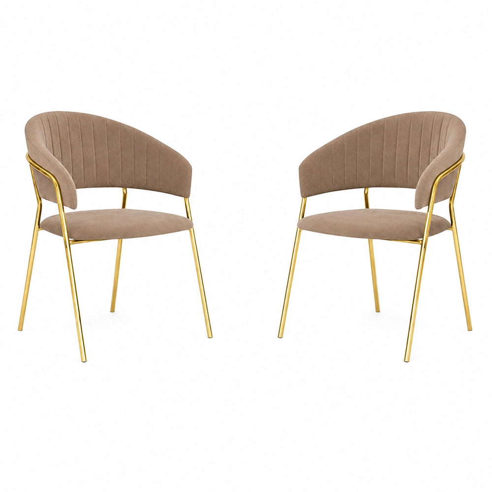 Sedie da sala da pranzo set da 2 Aurelia velluto grigio tortora con gambe dorate