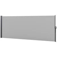 Tenda Laterale Retrattile 400x160 cm con Maniglia, in Metallo, Alluminio e Poliestere, Grigio Chiaro