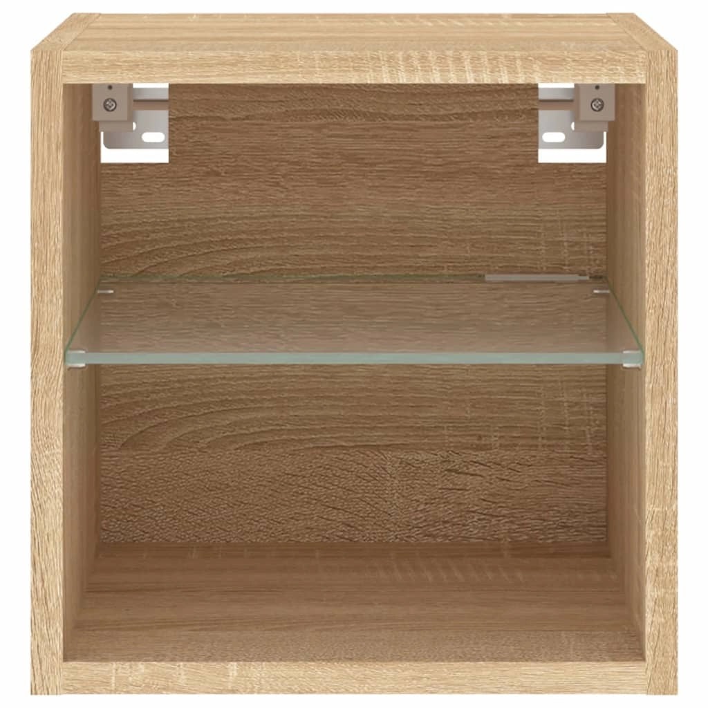 Mobile TV multimediale mensola TV credenza mobile TV sala da pranzo soggiorno parete attrezzata per camera da letto con luci LED rovere Sonoma 30 x 28,5 x 30 cm marrone 02_0028010