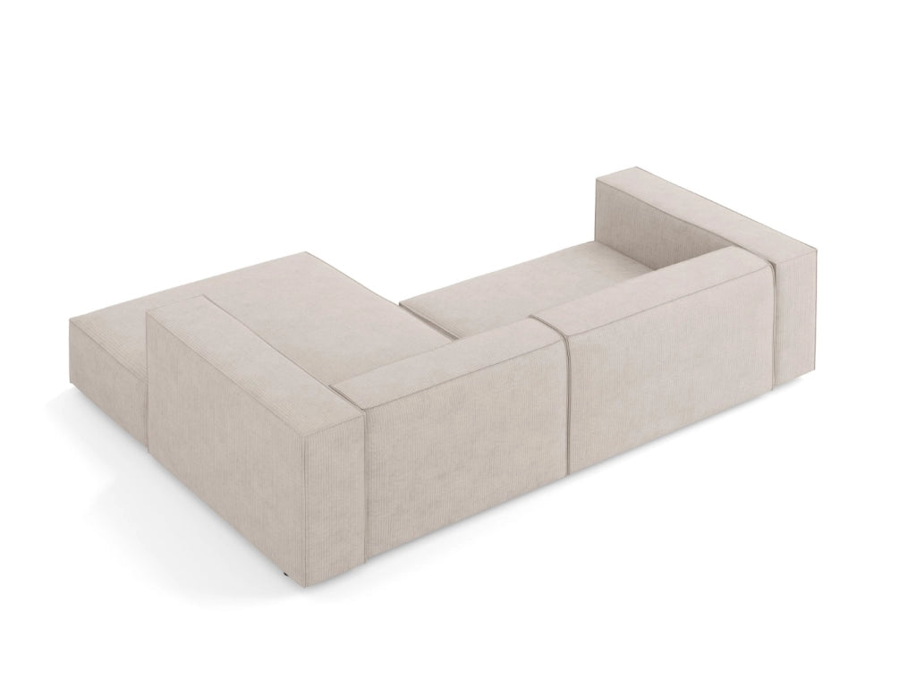 Cosmopolitan Design - Divano angolare destro "Arendal" 3 posti in ciniglia con effetto a coste beige scuro 