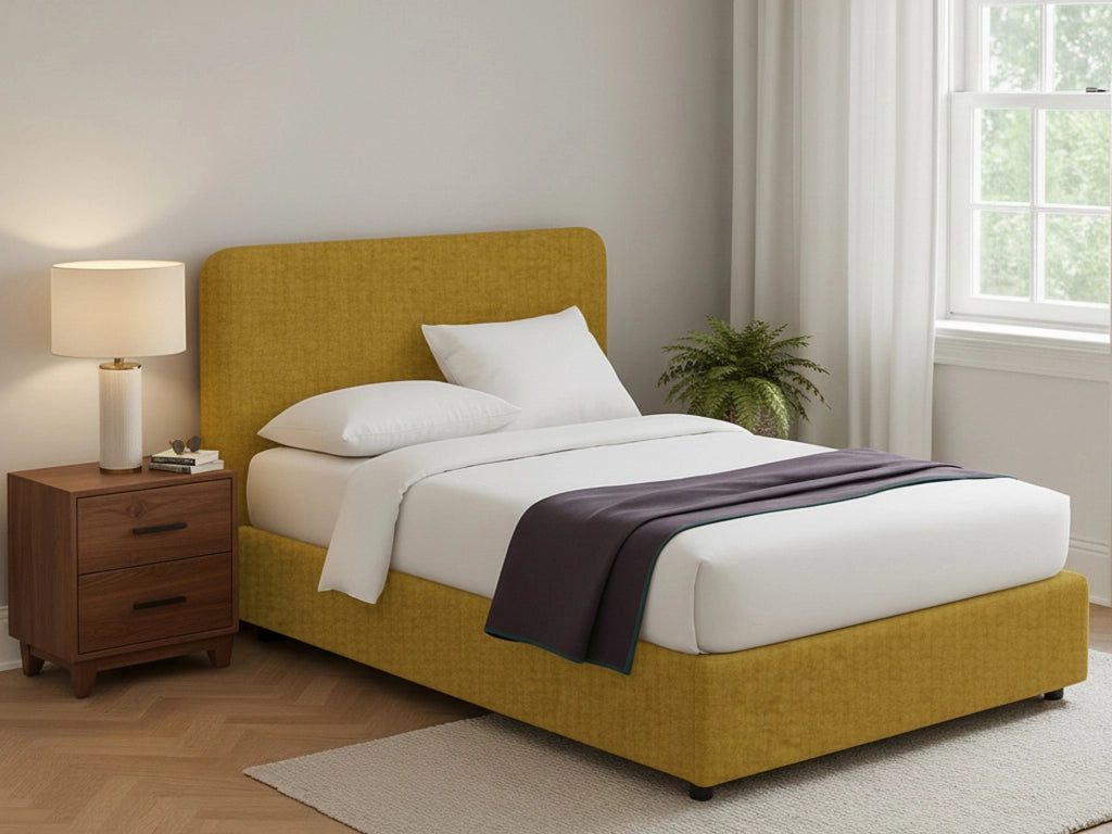 Bury, Letto Matrimoniale Sfoderabile Made in Italy, Giallo Ocra