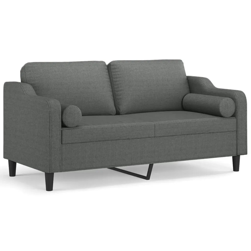 Divano | Divano da soggiorno | Sofa a 2 Posti con Cuscini Grigio Scuro 140 cm in Tessuto