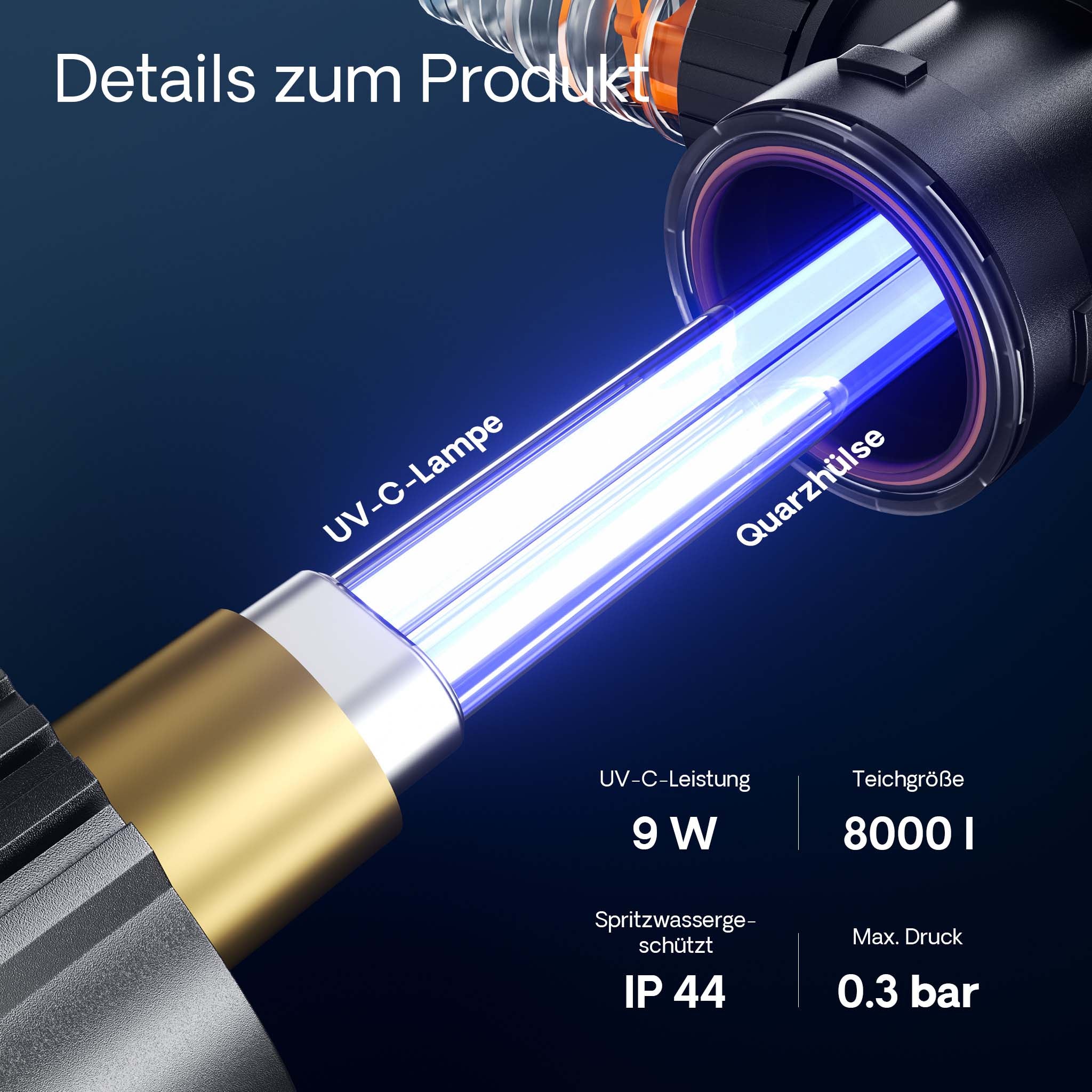 CUV-209 Chiarificatore acqua per laghetti Filtro luminoso 9W