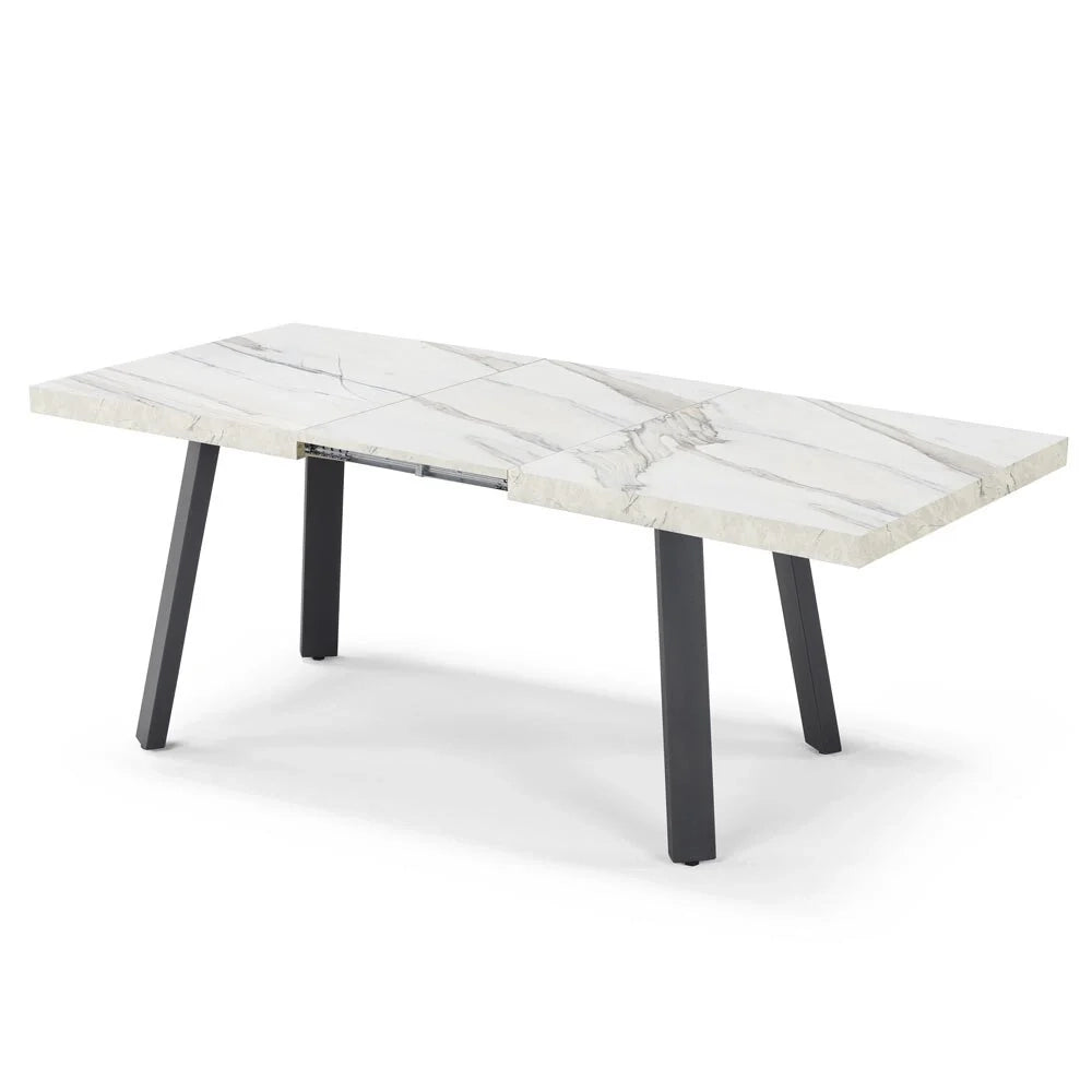 Tavolo allungabile da pranzo Marmo di Carrara 145x85 modello MIRO’ fino a 195 CM per sala da pranzo, cucina e soggiorno, design moderno con top in melaminico