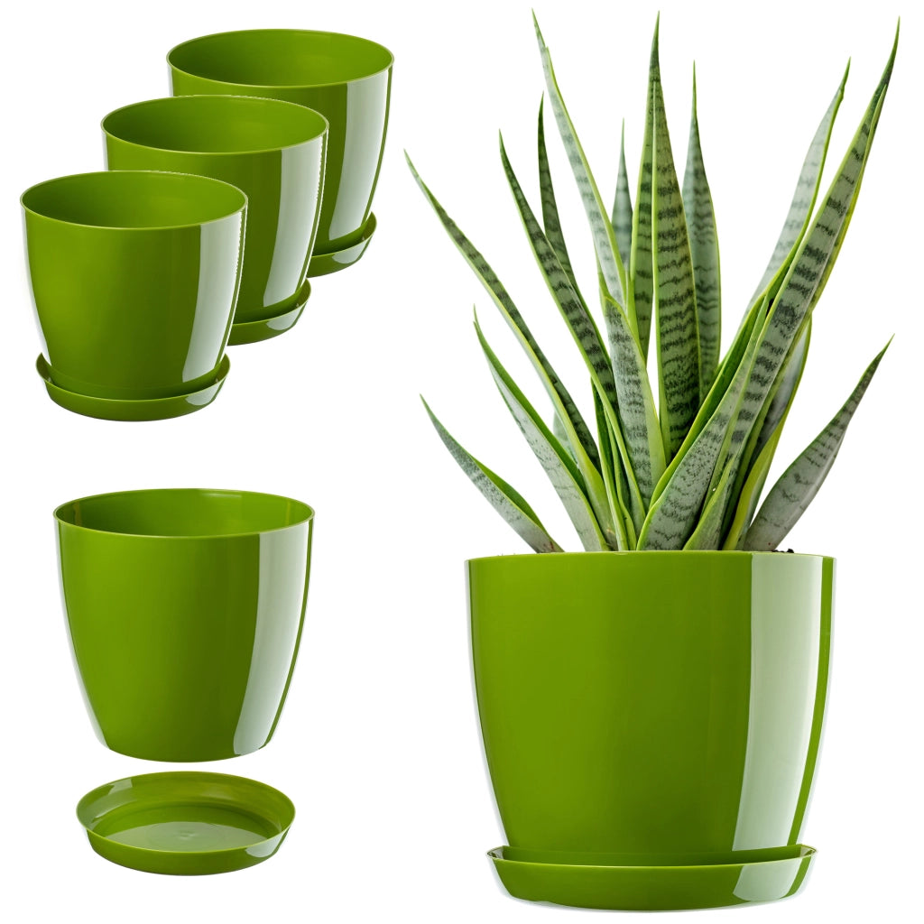 Vaso da fiori KADAX, coprivaso, 18 cm, supporto per fiori, plastica verde, 3 pezzi.