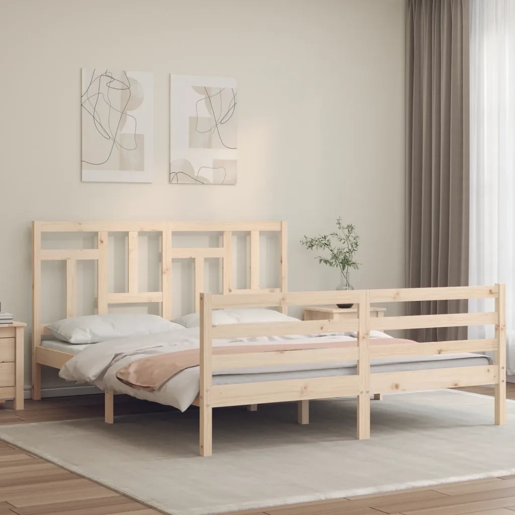 Giroletto con Testiera-Struttura Letto con testiera 160x200 cm in Legno Massello 611880