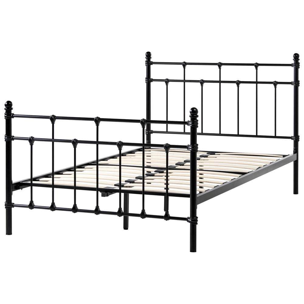 Letto Nero matrimoniale 120 x 200 cm poggiatesta in metallo poggiapiedi