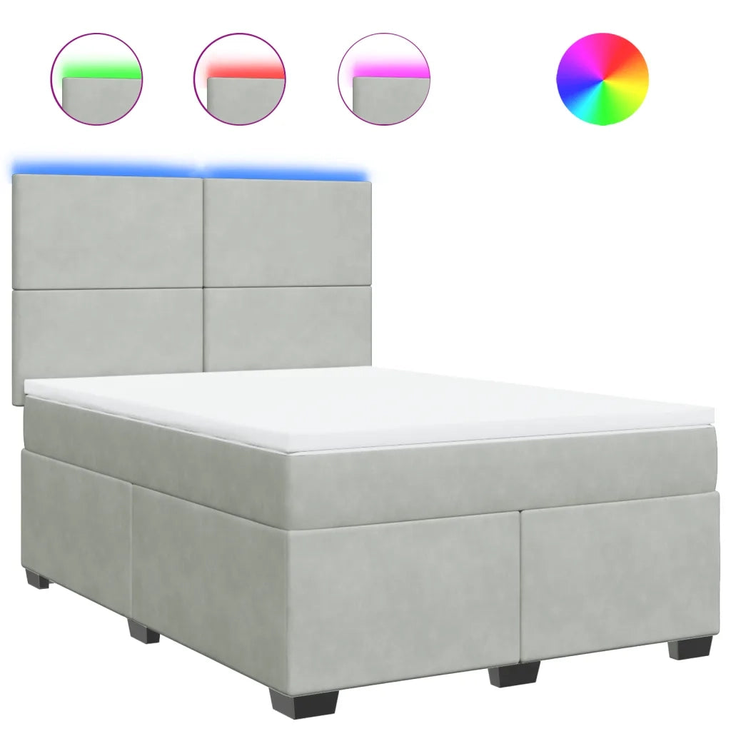 Giroletto a Molle con Materasso Grigio Chiaro 140x190cm Velluto